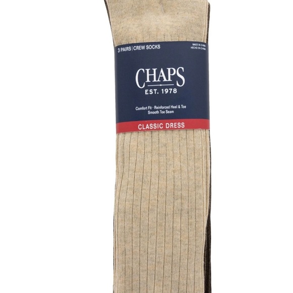 Chaps Classic Dress Ribbed Crew Socks 3-Pair Pack - Picture 2 of 5